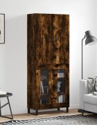 vidaXL Висок шкаф опушен дъб 695x34x180 см инженерно дърво