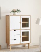 vidaXL Висок шкаф OTTA кафяво и бяло 85x43x125 см бор масив