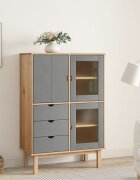vidaXL Висок шкаф OTTA кафяво и сиво 85x43x125 см бор масив