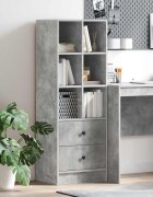 vidaXL Висок шкаф с чекмедже Циментено сиво 455 x 34 x 127 см