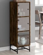 vidaXL Висок шкаф със стъклена врати опушен дъб 35x37x120 см
