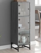 vidaXL Висок шкаф със стъклена врати сив сонома 35x37x120 см