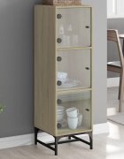 vidaXL Висок шкаф със стъклена врати сонома дъб 35x37x120 см