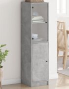 vidaXL Висок шкаф със стъклени врата бетонно сив 35x37x142 см