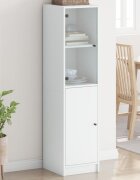 vidaXL Висок шкаф със стъклени врата бял 35x37x142 см