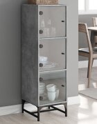 vidaXL Висок шкаф със стъклени врати бетонно сив 35x37x120 см