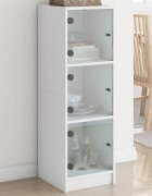 vidaXL Висок шкаф със стъклени врати бял 35x37x109 см