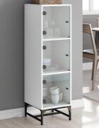 vidaXL Висок шкаф със стъклени врати бял 35x37x120 см