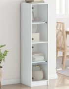 vidaXL Висок шкаф със стъклени врати бял 35x37x142 см