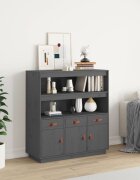 vidaXL Висок шкаф сив 100x40x1085 см борово дърво масив