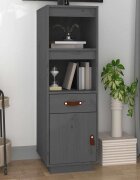 vidaXL Висок шкаф сив 34x40x1085 см борово дърво масив