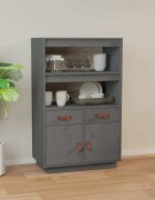 vidaXL Висок шкаф сив 67x40x1085 см борово дърво масив
