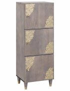vidaXL Висок шкаф Сив и златен 40 x 33 x 110 см Солидно мангово дърво
