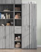 vidaXL Висок шкаф сив сонома 30x425x185 см инженерно дърво
