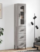vidaXL Висок шкаф сив сонома 345x34x180 см инженерно дърво