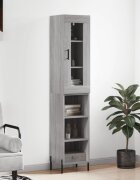 vidaXL Висок шкаф сив сонома 345x34x180 см инженерно дърво