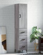 vidaXL Висок шкаф сив сонома 345x34x180 см инженерно дърво