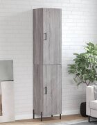 vidaXL Висок шкаф сив сонома 345x34x180 см инженерно дърво