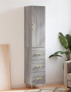 vidaXL Висок шкаф сив сонома 345x34x180 см инженерно дърво