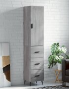 vidaXL Висок шкаф сив сонома 345x34x180 см инженерно дърво