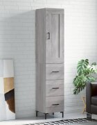 vidaXL Висок шкаф сив сонома 345x34x180 см инженерно дърво