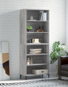 vidaXL Висок шкаф сив сонома 695x325x180 см инженерно дърво