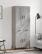 vidaXL Висок шкаф сив сонома 695x34x180 см инженерно дърво