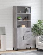 vidaXL Висок шкаф сив сонома 695x34x180 см инженерно дърво