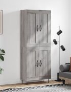 vidaXL Висок шкаф сив сонома 695x34x180 см инженерно дърво