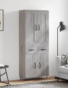 vidaXL Висок шкаф сив сонома 695x34x180 см инженерно дърво