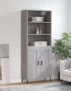vidaXL Висок шкаф сив сонома 695x34x180 см инженерно дърво