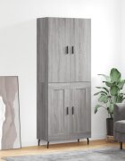vidaXL Висок шкаф сив сонома 695x34x180 см инженерно дърво