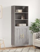 vidaXL Висок шкаф сив сонома 695x34x180 см инженерно дърво