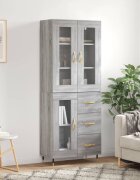 vidaXL Висок шкаф сив сонома 695x34x180 см инженерно дърво