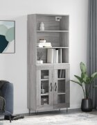 vidaXL Висок шкаф сив сонома 695x34x180 см инженерно дърво