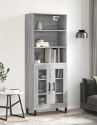 vidaXL Висок шкаф сив сонома 695x34x180 см инженерно дърво