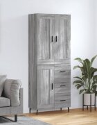 vidaXL Висок шкаф сив сонома 695x34x180 см инженерно дърво