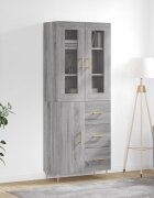 vidaXL Висок шкаф сив сонома 695x34x180 см инженерно дърво