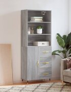 vidaXL Висок шкаф сив сонома 695x34x180 см инженерно дърво