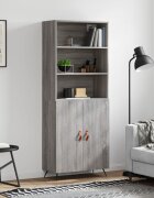 vidaXL Висок шкаф сив сонома 695x34x180 см инженерно дърво