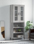 vidaXL Висок шкаф сив сонома 695x34x180 см инженерно дърво