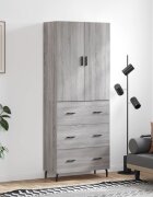 vidaXL Висок шкаф сив сонома 695x34x180 см инженерно дърво