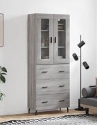 vidaXL Висок шкаф сив сонома 695x34x180 см инженерно дърво