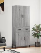 vidaXL Висок шкаф сив сонома 695x34x180 см инженерно дърво