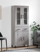 vidaXL Висок шкаф сив сонома 695x34x180 см инженерно дърво