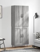 vidaXL Висок шкаф сив сонома 695x34x180 см инженерно дърво