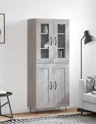 vidaXL Висок шкаф сив сонома 695x34x180 см инженерно дърво