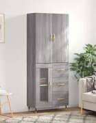vidaXL Висок шкаф сив сонома 695x34x180 см инженерно дърво