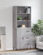 vidaXL Висок шкаф сив сонома 695x34x180 см инженерно дърво