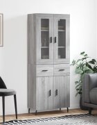 vidaXL Висок шкаф сив сонома 695x34x180 см инженерно дърво